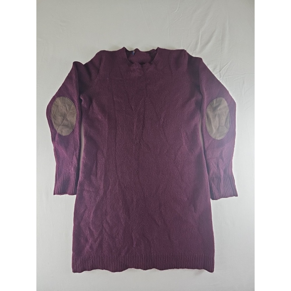 Rugby Ralph Lauren  Wool Cashmere Suede Elbow Patch Preppy Tunic Sweater Dress S
